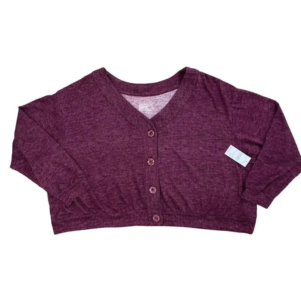 Jockey Lounge Sweater Sz 3X Ribbed Microfiber‎ Stretch Button Up Maroon L/S NWT